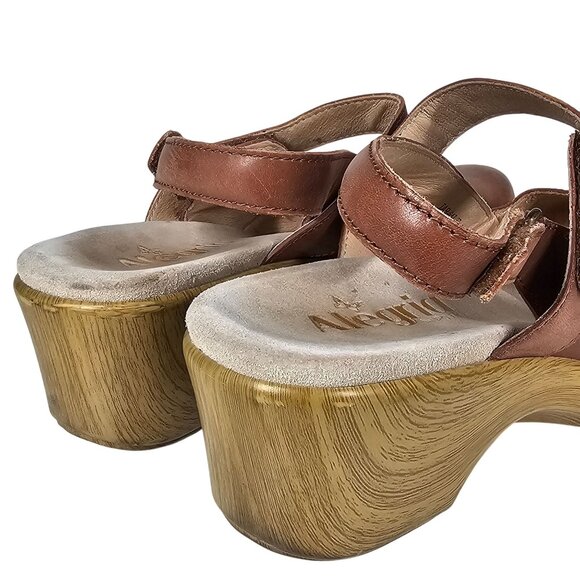 Alegria Brown Leather Cognac Slingback Clogs Mary Jane Tarah Sandal Womens 37/7 - Picture 16 of 16